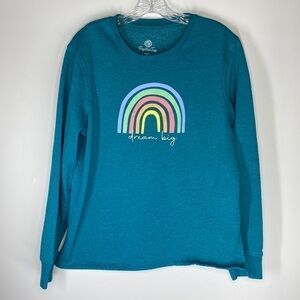 Positive Tees Dream Big Blue Rainbow Crewneck Sweatshirt Size Medium